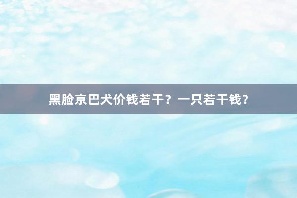 黑脸京巴犬价钱若干？一只若干钱？